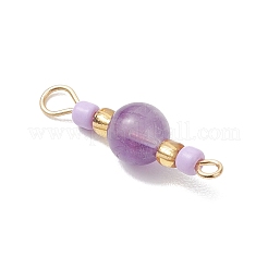 8Pcs 8 Styles Round Synthetic Turquoise & Natural Amethyst & Howlite & Carnelian & Dyed Yellow Jade & Dyed Malaysia Jade and Glass Seed Beaded Links Connector Charms&nbsp;PALLOY-MZ01168