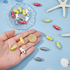 20Pcs 5 Colors Evil Eye Fish Shaped Glazed Porcelain Pendants&nbsp;PALLOY-HS00036