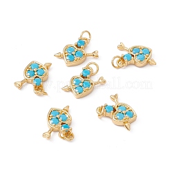 Rack Plating Brass Micro Pave Deep Sky Blue Cubic Zirconia Pendants&nbsp;ZIRC-C040-40G