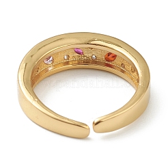 Brass Micro Pave Cubic Zirconia Cuff Rings&nbsp;RJEW-L100-008G