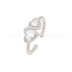 Brass Micro Pave Cubic Zirconia Cuff Open Rings for Women&nbsp;RJEW-C153-04P