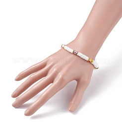 Natural White Shell Heishi Beads Stretch Bracelet&nbsp;BJEW-JB07266-01