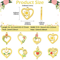 8Pcs 8 Styles 304 Stainless Steel Pendants&nbsp;STAS-CJ0003-44