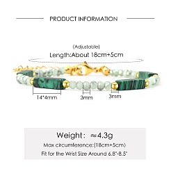 Bohemian Dyed Synthetic Malachite Cuboid and Glass Beaded Bracelets with 304 Stainless Steel End Chains&nbsp;PX2979-3