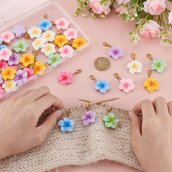42Pcs 7 Colors Resin Flower Pendant Decorations&nbsp;HJEW-GA0001-57