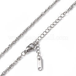 Non-Tarnish 304 Stainless Steel Rope Chain Necklace for Men Women&nbsp;NJEW-K245-010C