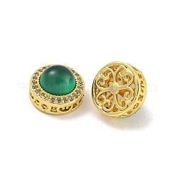 Hollow Brass Micro Pave Clear Cubic Zirconia Beads&nbsp;KK-G490-07G