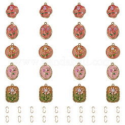 20Pcs Alloy Enamel and ABS Imitation Pearl Pendants&nbsp;ENAM-TA0004-21