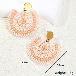 Bohemian Style Fan Glass Seed Beaded Dangle Stud Earrings for Women&nbsp;LS3119-1