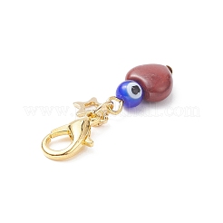 Natural Gemstone Heart Pendant Decorations&nbsp;HJEW-JM01050