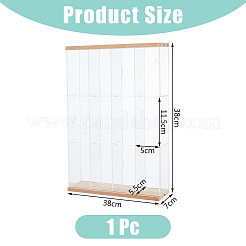 3-Tier 4-Grid Transparent Acrylic Minifigures Organizer Dispaly Case with Wood&nbsp;ODIS-WH0004-03B