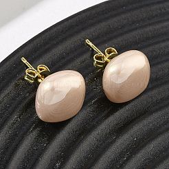 Brass & ABS Plastic Imitation Pearl Stud Earrings for Women&nbsp;PL-CBA760A-03A-G01