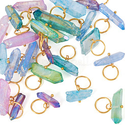 30Pcs 6 Styles Electroplated Natural Quartz Crystal Pendants&nbsp;PALLOY-TAC0225