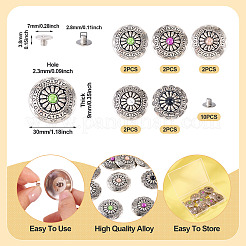 10Pcs 5 Colors Tibetan Style Flat Round Alloy with Resin Decorative Rivets&nbsp;BUTT-TA0001-31A