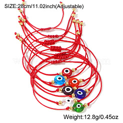 7Pcs Adjustable Glass & Brass Beads Braided Bead Bracelets&nbsp;TW6969