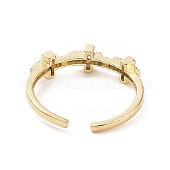 Clear Cubic Zirconia Cross Open Cuff Ring&nbsp;RJEW-I094-11G