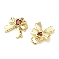Brass Micro Pave Orange Red Cubic Zirconia Charms&nbsp;KK-T085-07G