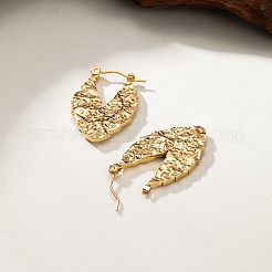 304 Stainless Steel Textured Leaf Hoop Earrings for Women&nbsp;DP2797-1