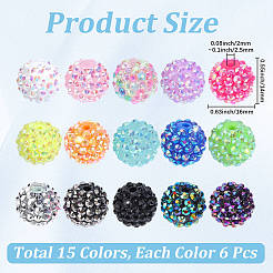 90Pcs 15 Colors Resin Rhinestone Beads&nbsp;RESI-PA0001-41