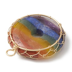 Chakra Gemstone Donut Copper Wire Wrapped Pendants&nbsp;PALLOY-TA00054