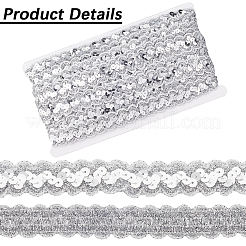 Sparkle Polyester Paillette Lace Ribbons&nbsp;OCOR-WH20007-15B