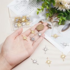 40Pcs 2 Colors Rack Plating Brass Pendant Cabochon Settings&nbsp;KK-BC0011-24