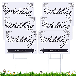 PP Plastic Wedding This Way Arrow Sign with Stake&nbsp;DIY-WH0888-532