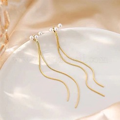 Alloy Plastic Imitation Pearl Tassel Stud Earrings&nbsp;FS-WG3A474-01