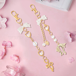 2Pcs 2 Styles Zinc Alloy & ABS Imitation Pearl Pendant Decorations&nbsp;KEYC-BBC0001-28