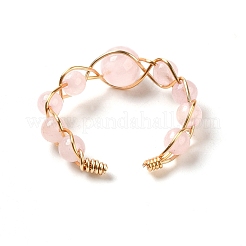 Adjustable Natural Rose Quartz with Brass Rings&nbsp;G-B075-01G-07