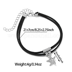 Ocean Alloy Starfish Charm Faux Suede 2-Strand Anklets for Women&nbsp;WGD1C62-01