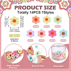 14Pcs 7 Colors Flower Food Grade Eco-Friendly Silicone Focal Beads&nbsp;SIL-TA0003-12