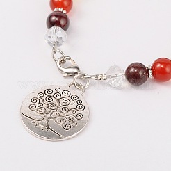 Multi-Color Gemstone Chakra Charm Bracelets&nbsp;BJEW-JB01691-05