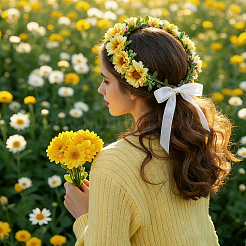 Polyester & Plastic & Iron Artificial Flower&nbsp;AJEW-BM0001-28