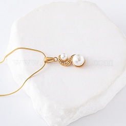 3Pcs French Stainless Steel Pave Imitation Pearl 8 Shaped Pendant Necklaces for Women&nbsp;QY1444