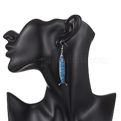 Pacific Saury Glass Seed Beads Dangle Earrings&nbsp;EJEW-MZ00647