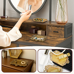 2Pcs 2 Styles Vintage Resin & Alloy Rectangle Tray Display Decorations for Rings Earrings Necklaces&nbsp;AJEW-PH0008-32