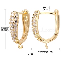 Brass Micro Pave Clear Cubic Zirconia Hoop Earring Findings&nbsp;ZIRC-YW0001-07G