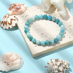 Natural Hemimorphite Round Beaded Stretch Bracelets&nbsp;BJEW-TA00280