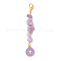 5Pcs Alloy Enamel Flat Round with Cross Pendant Decorations&nbsp;HJEW-JM04089