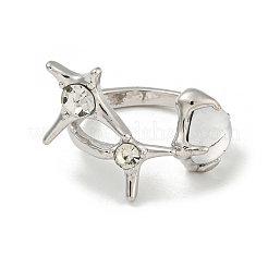 Star Zinc Alloy Rhinestone Open Cuff Ring&nbsp;RJEW-Z048-02P-02
