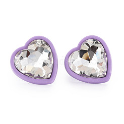 Crystal Rhinestone Heart Stud Earrings with 925 Sterling Silver Pins for Women&nbsp;MACR-S275-038B