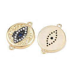 Brass Pave Clear and Blue Cubic Zirconia Connector Charms&nbsp;KK-L251-14G