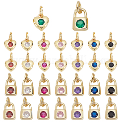 32Pcs 16 Style Brass Micro Pave Cubic Zirconia Pendants&nbsp;KK-PH0001-80