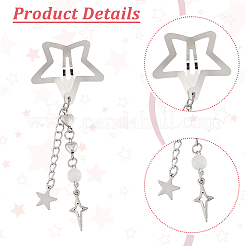 5Pcs 5 Styles Star Alloy Snap Hair Clips&nbsp;PHAR-GO0001-02