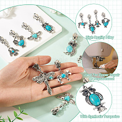 14Pcs 7 Styles Alloy & Synthetic Turquoise Zipper Sliders&nbsp;HJEW-TAC0101