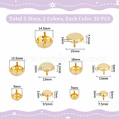 240pcs 8 styles 201 Stainless Steel Sew on Prong Settings&nbsp;STAS-UN0051-91
