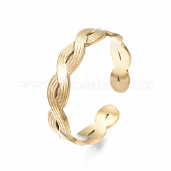 304 Stainless Steel Twist Wrap Open Cuff Ring for Women&nbsp;RJEW-T023-07G