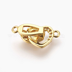 Brass Micro Pave Cubic Zirconia Fold Over Clasps&nbsp;KK-P164-09G