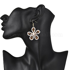 Glass Flower Dangle Earrings&nbsp;EJEW-TA00715-03